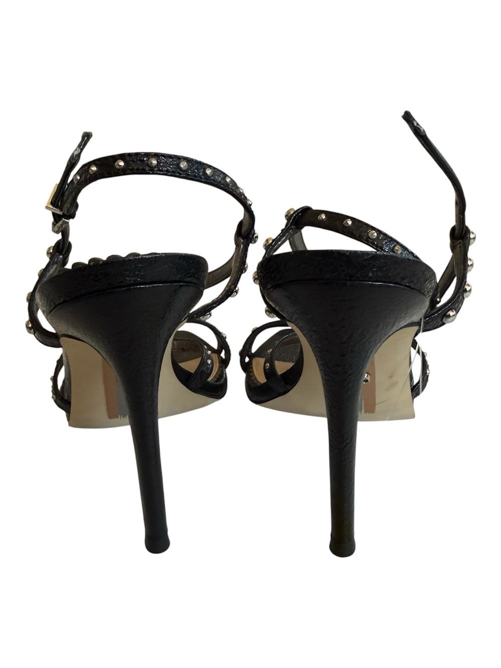 SAM EDELMAN Black Studded Strappy Stiletto Heels Sandals Size 8 - Picture 4 of 7